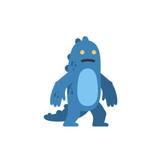 Naklejka premium Blue Swamp Monster Standing Icon Full Body Simple Design