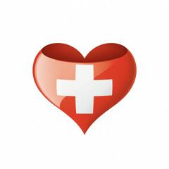 Obraz premium Vector illustration Swiss National Day vector. Flag of switzerland in heart shape icon vector isolated on a white background. 