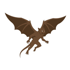 Fototapeta premium Brown Gargoyle Wings Spread Icon Full Body Simple Design