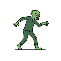 Zombie Symbol Green Flat Icon Clear Halloween Design