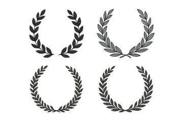 Naklejka premium Laurel Wreath Vector Set of 4, Classic Award and Achievement Borders, Elegant Decorative Frames for Certificates, Invitations, Posters, Victory and Honor Symbol Illustration
