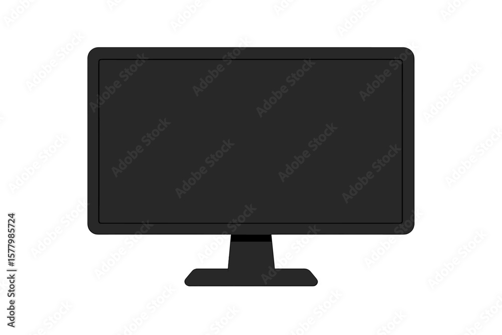 Fototapete black monitor with empty screen isolated on white background. realistic vector computer display mock