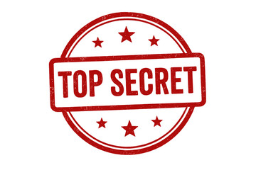 Red Grunge Top Secret Stamp Badge, Confidential Classified Document Seal, Distressed Rubber Ink Mark, Security Approval, Vector Illustration, Transparent Background