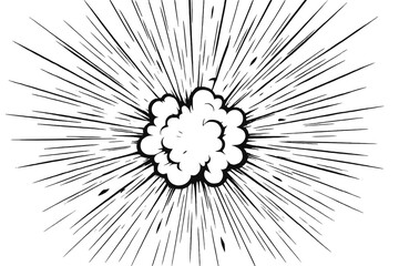 Obraz premium Comic Explosion Burst, Dynamic Action Lines, Explosive Force, Speed Motion Effect, Centered Blast, Black and White Manga Style, Energy Impact, Concentration Lines, Graphic Vector