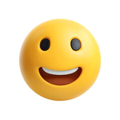 Fototapeta premium Happy yellow emoji icon with a smiling face on a transparent background
