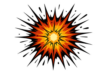 Dynamic Comic Explosion, Energy Burst, Impact Blast, Vibrant Fire Effect, Powerful Shockwave, Abstract Starburst, Action Explosion Vector, Energetic Visual Impact, Animation Design Element