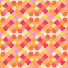 Fototapeta premium Seamless Abstract Geometric Pattern with Pink Orange and Yellow Squares