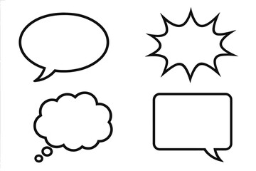 Comic Speech Bubble, Thought Cloud, Burst, and Text Box Vector Set. Blank Dialogue Balloons, Comic Frames, Cartoon Shapes for Social Media, Pop Art, Graphic Design, Communication, Messaging, Web