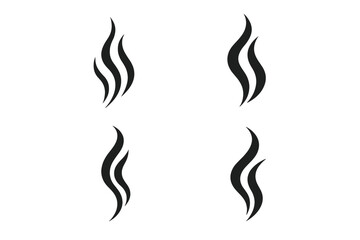 Smoke swirl icons, abstract steam symbols, curvy lines, flowing shapes, minimalist vapor design elements for smoke, heat, or aroma. Modern decorative logo pattern set.