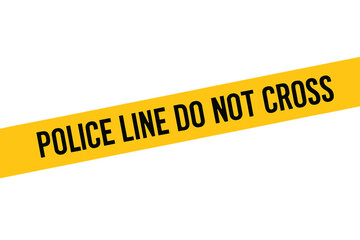 Police line do not cross yellow tape. Crime scene investigation background. Warning banner for restricted area. Danger caution security barricade. Vector illustration.