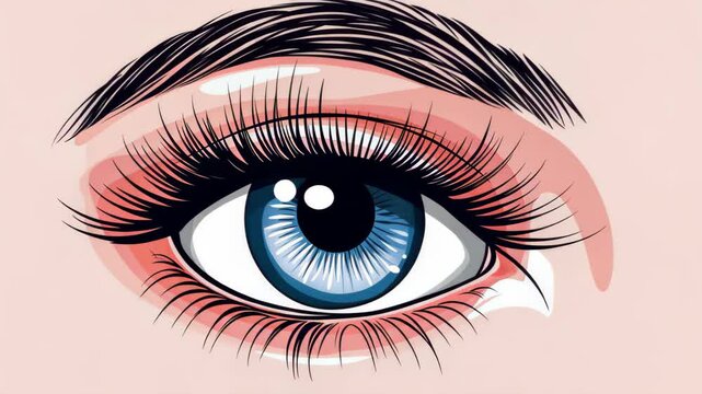 Intricate Eye with Eyelashes: A mesmerizing macro view of a blue eye with detailed lashes, showcasing a captivating and intricate vector graphic illustration.
