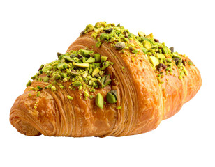 Delicious pistachio croissant isolated on transparent background