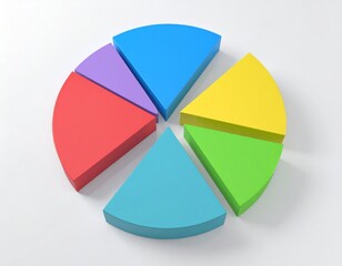Obraz premium Vibrant Multicolor Pie Chart on White Background Displaying Data Analysis