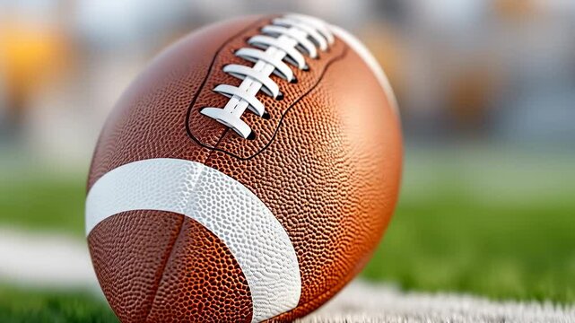 Closeup of football on the field