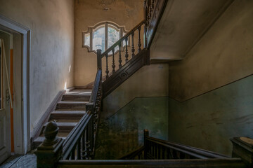 Abandoned Historic Palace with Weathered Architecture and Atmospheric Decay