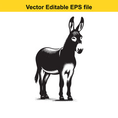 Fototapeta premium Geometric Line Art of a Donkey – Long Ears and Stoic Expression with Rustic Charm