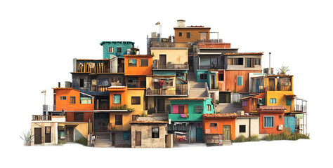 Favelas for Informal Urban Living - Isolated on White Background