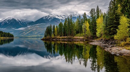 Scenic mountain lake reflections