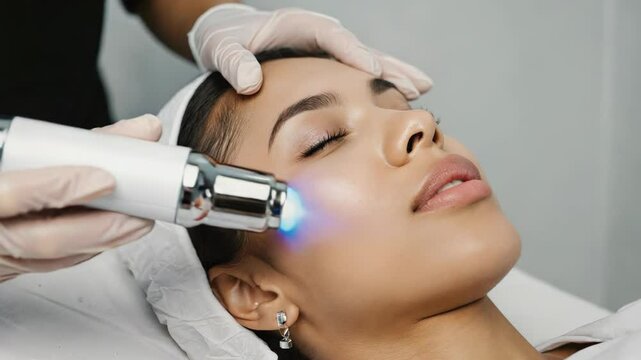 Professional facial treatment using advanced led technology for skin rejuvenation