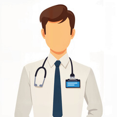Fototapeta premium Male doctor in white coat with stethoscope on plain background 