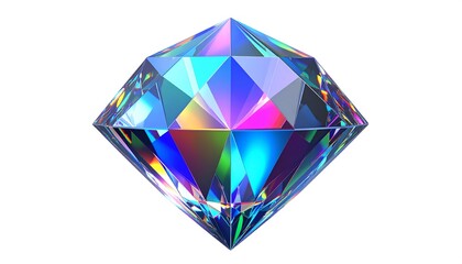 Vibrant, multifaceted diamond, iridescent colours