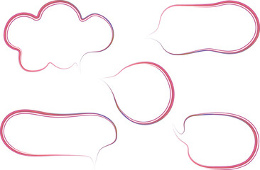 abstract pink colorful outline speech bubbles set