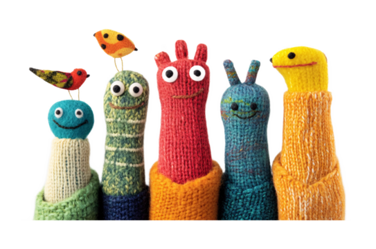 Finger Puppets for Interactive Play and Storytelling - Isolated on White Background