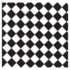 A black and white checkered pattern creates a modern background