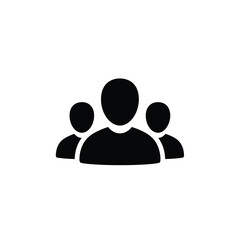 Simple icon depicting three individuals, symbolizing a group, team, or community.