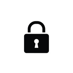 Simple black padlock icon, representing security, protection, and privacy concepts.