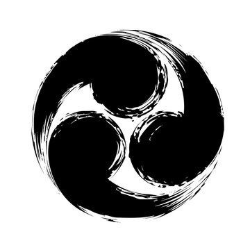 Tomoe Symbol &ndash; Traditional Japanese Spiral Emblem in Sumi-e Style