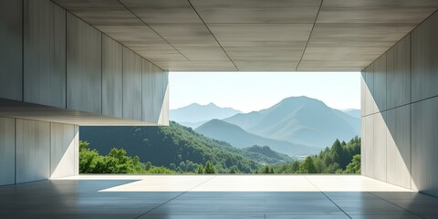 a wide panoramic window to a breathtaking view of lush green mountains