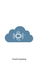 Cloud Computing Icon with Microchip Symbol