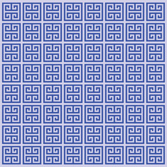 seamless geometric pattern, A seamless geometric pattern featuring the traditional Greek key (meander) design in blue on a light background