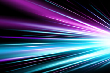 Dynamic Blue and purple Streaks of Light with Motion Blur and Glow, Cyberpunk style