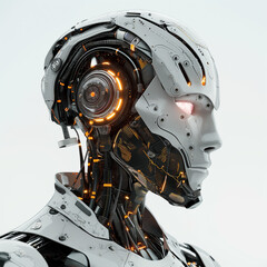 Fototapeta premium Close-up of a futuristic robot. backdrops for sci-fi games or movie posters. 