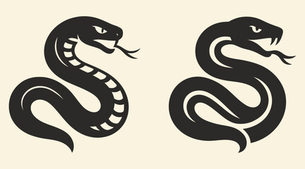 Fototapeta premium Snake vector illustration with aggressive minimal style heads.