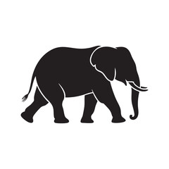 Fototapeta premium Simple Black Elephant Silhouette Walking Profile Vector Graphic Illustration For Design Projects And Creative Artwork