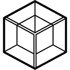 Geometric cube outline with black lines on white background vector