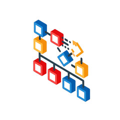 Obraz premium Blockchain or connected network system.