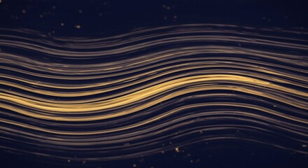 Abstract Gold Light Waves on Dark Background for Digital Art and Technology Themes