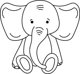 Elephant Sitting– Simple Outline for Coloring Book
