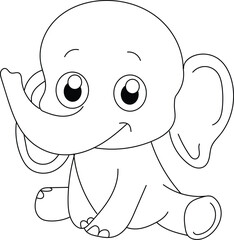 Smiling Elephant – Vector for Coloring Book Page