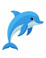 Cute Blue Dolphin Cartoon Illustration