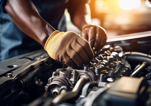 mechanic repairing car engine