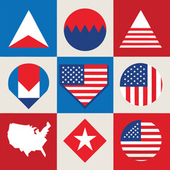 Obraz premium USA Flag Stars Stripes Geometric Patterns