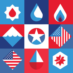 USA Flag Stars Stripes Geometric Patterns