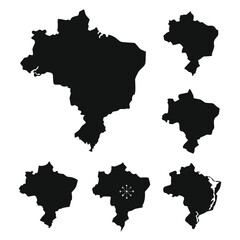 Obraz premium Brazil Map Silhouette Vector Set