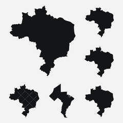 Brazil Map States Regions Vector Set