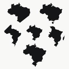Brazil Map States Regions Vector Set